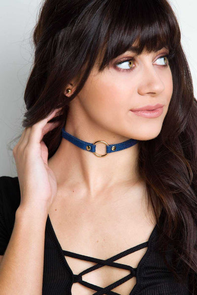 Jewelry - Rendezvous Denim Choker Set - Gold