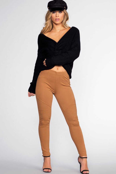Leggings - Jaxon Moto Jeggings - Camel