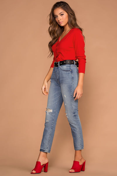 Distressed Medium Wash Denim Jeans