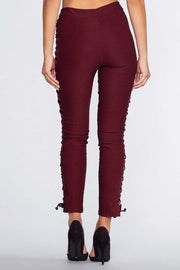Pants - Lace Do It Right Pants - Burgundy