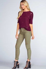 Pants - Melina Distressed Jeans - Olive