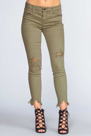 Pants - Melina Distressed Jeans - Olive