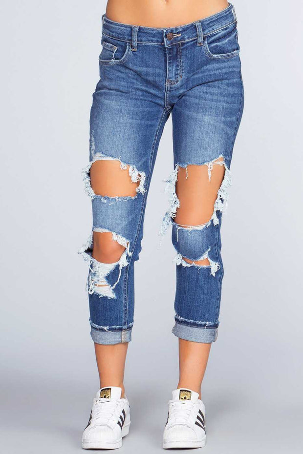 Pants - Tisdale Distressed Boyfriend Jeans - Indigo