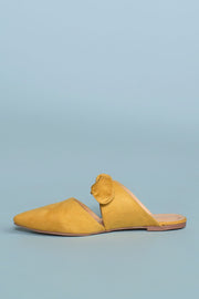 Shoes - Fiona Bow Pointy Toe Mules - Mustard