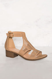 Shoes - Jilian Low Block Heel Sandals - Tan