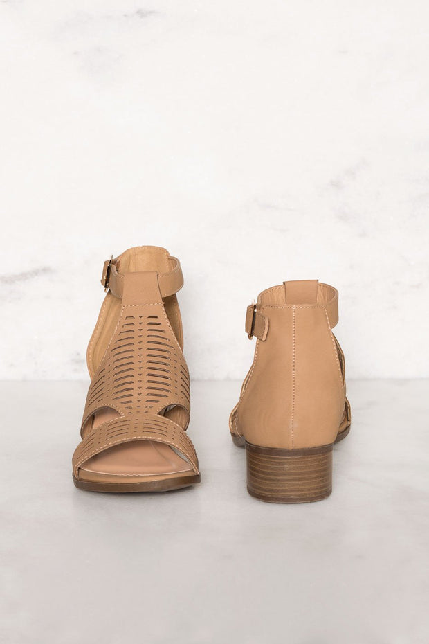Shoes - Jilian Low Block Heel Sandals - Tan