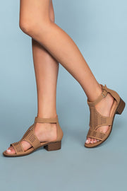 Shoes - Jilian Low Block Heel Sandals - Tan