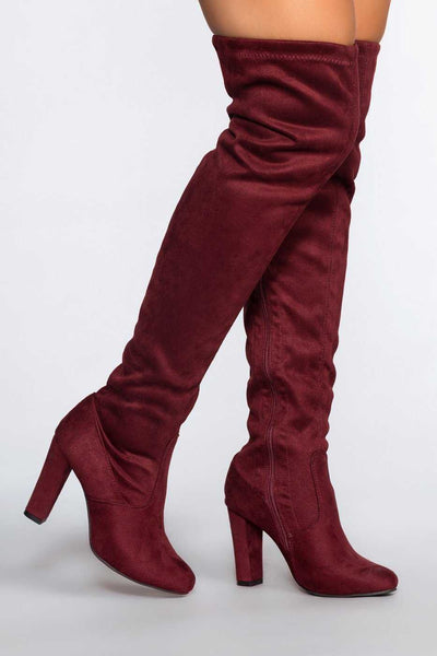 Shoes - Lose Control Thigh High Boots - Wine