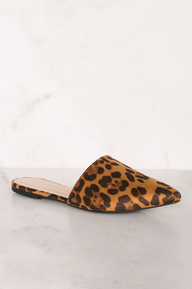 Shoes - Lucy Leopard Print Pointed Toe Slides