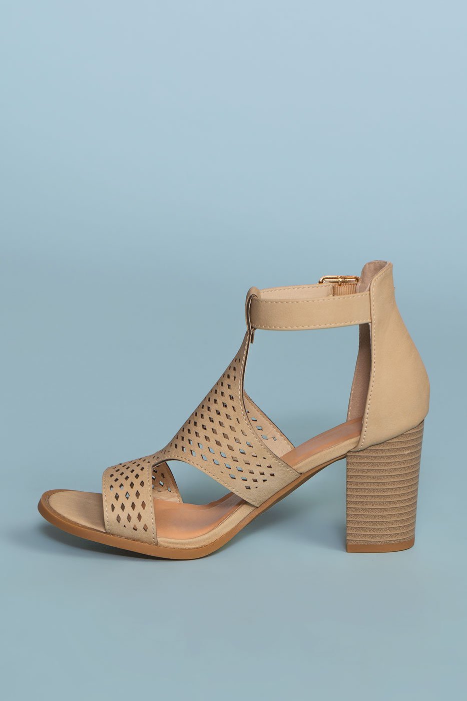Shoes - Santa Maria Perforated Heels - Beige
