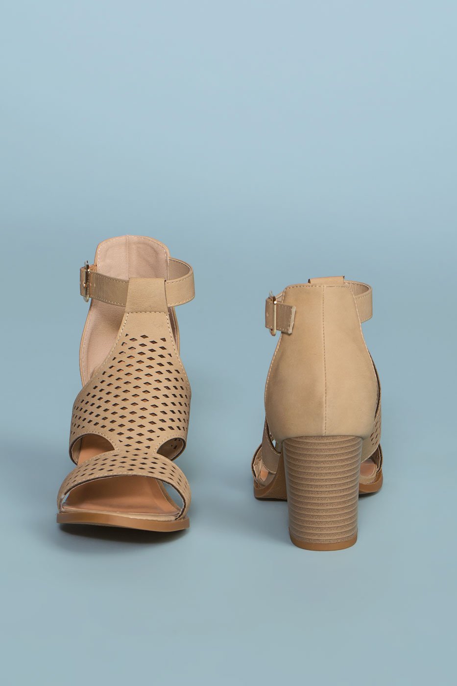 Shoes - Santa Maria Perforated Heels - Beige