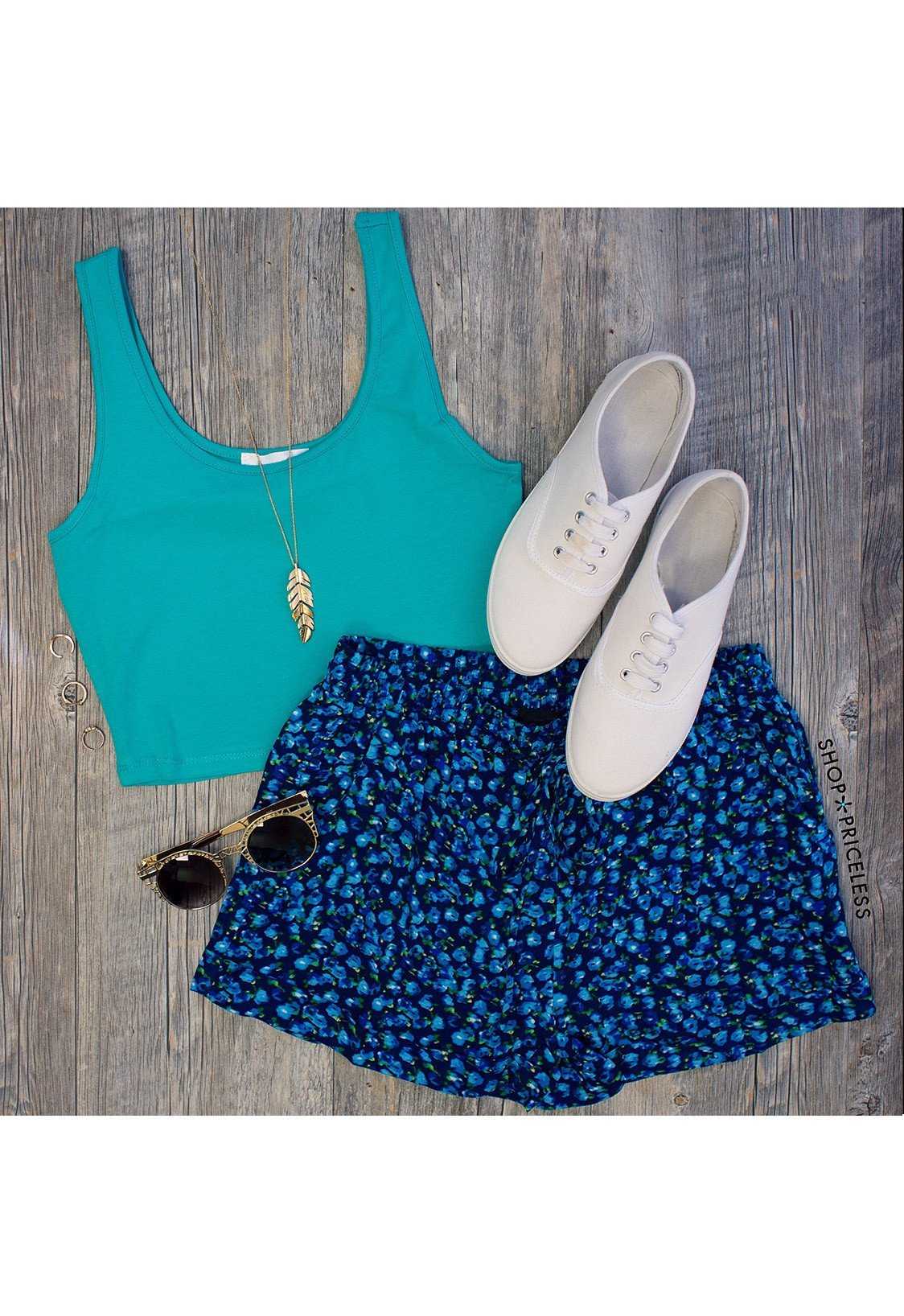 Shorts - Later Girl Floral Shorts In Blue