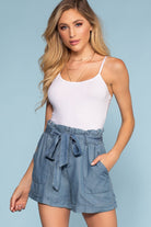 Shorts - Tate High Waist Chambray Shorts