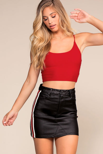 Skirts - Ready, Set, Style Vegan Leather Striped Mini Skirt