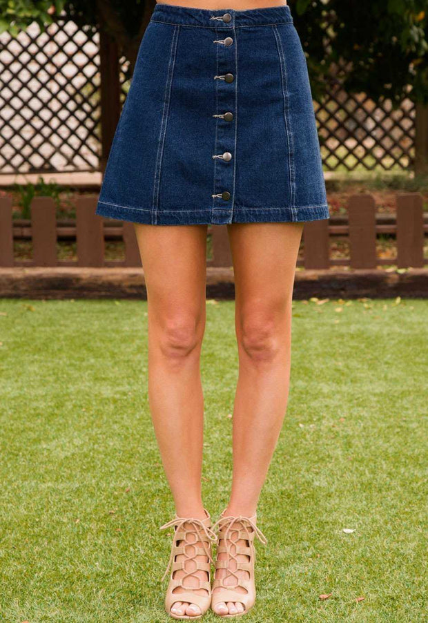 Skirts - Robyn High Waisted Denim Skirt