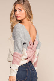 Swirl Twist Back Knit Sweater - Ivory | Shop Priceless