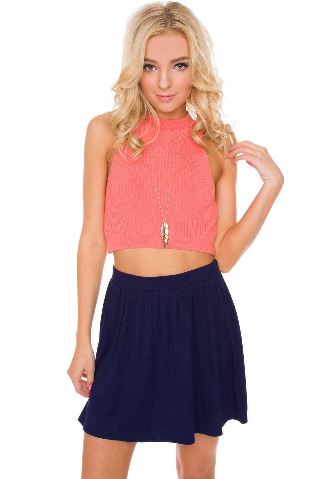 Tops - Bettie Knit Crop Top In Coral