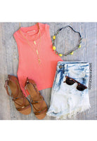 Tops - Bettie Knit Crop Top In Coral