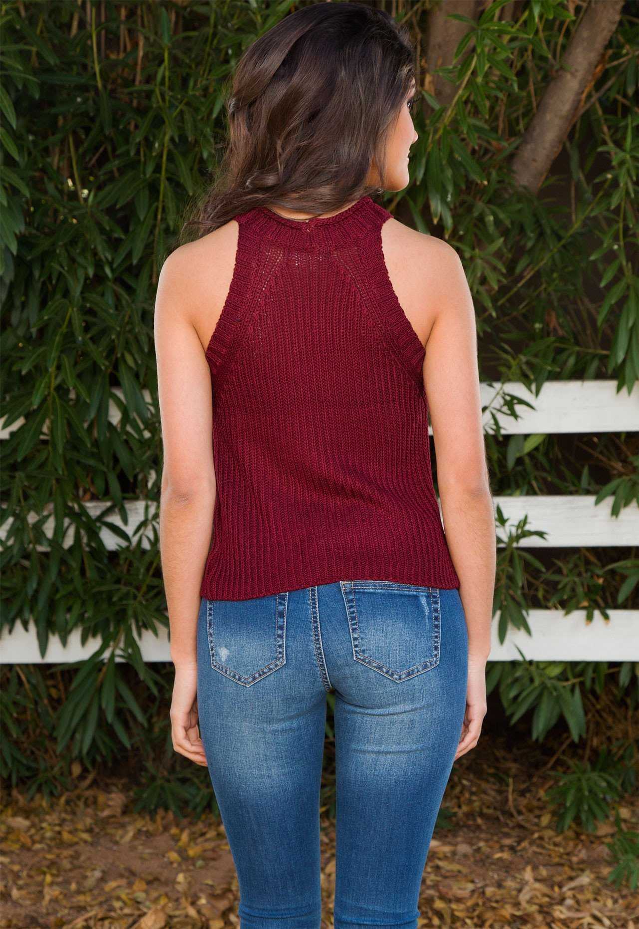 Tops - Elison Knit Top - Burgundy