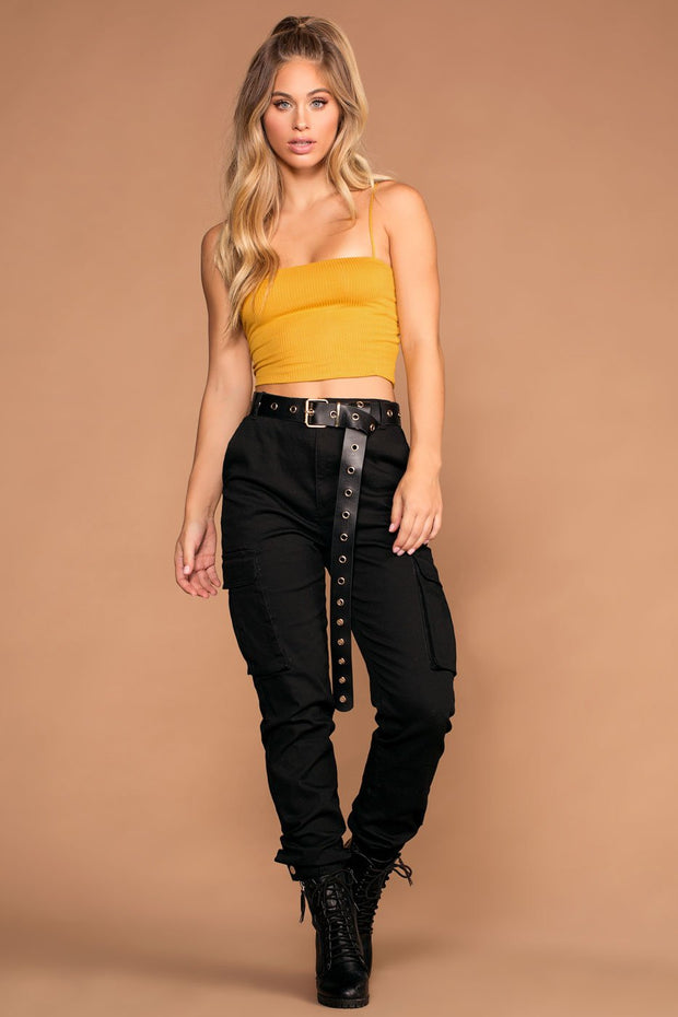 Square Mustard Crop Top