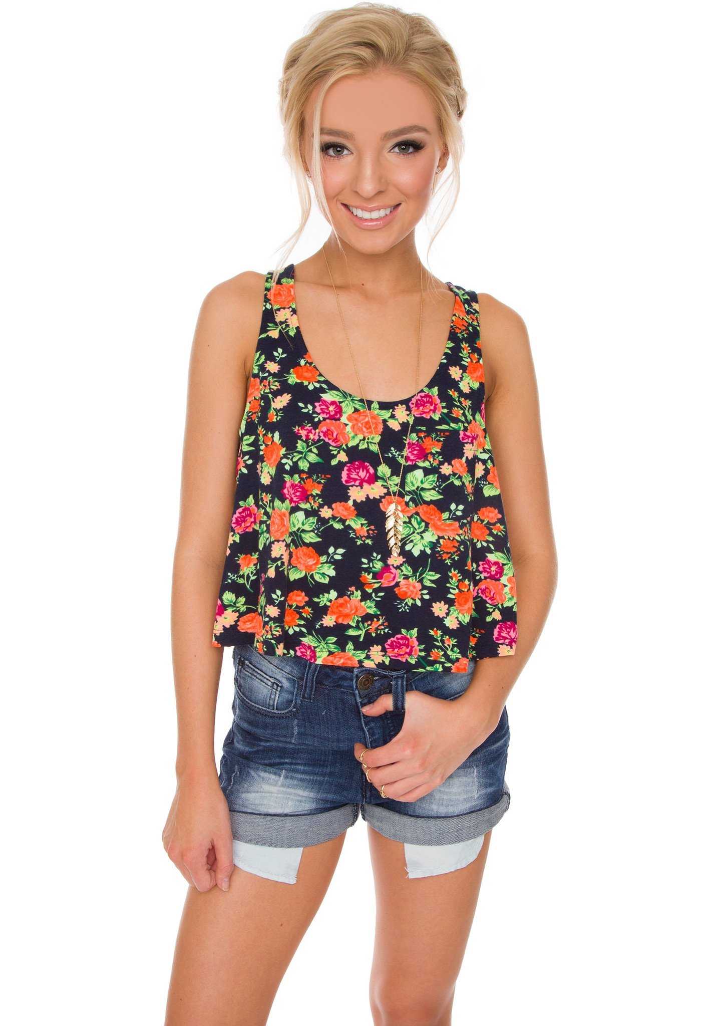 Tops - Panama Floral Crop Top