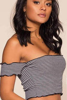 Reese Off The Shoulder Top - Black Stripe | Debut