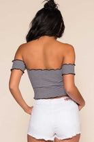 Tops - Reese Off The Shoulder Top - Black Stripe