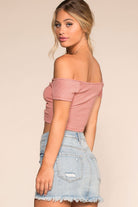 Tops - Sweet Ivy Off The Shoulder Ruched Crop Top - Pink